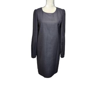 Club Monaco Womens Sz 8 Grey Long Sleeve Wool Dress Career Professional Academia